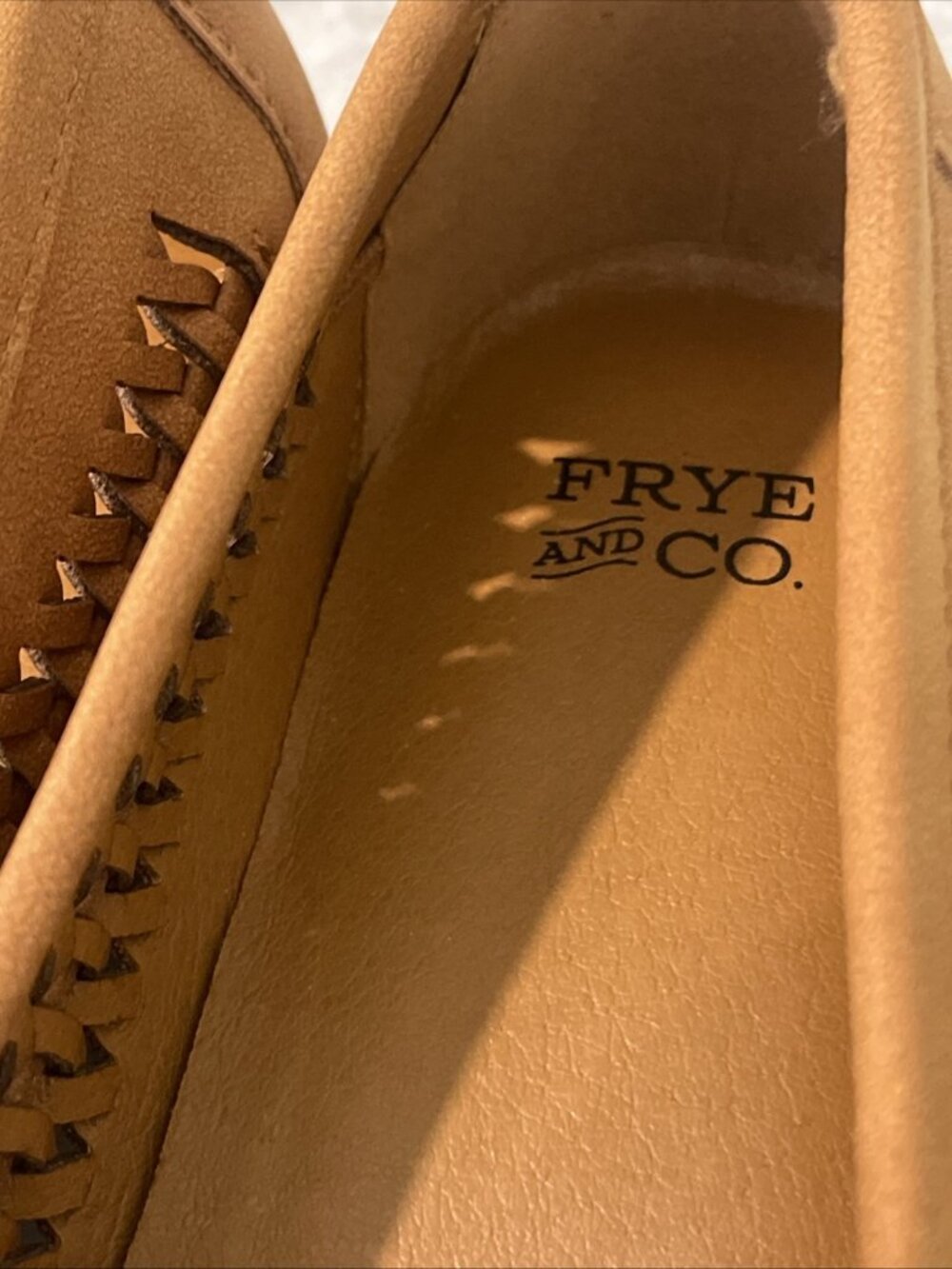 Frye & Co Florys Loafers Womens Size 10 Shoes Brown Cognac Leather Braided - Picture 3 of 9
